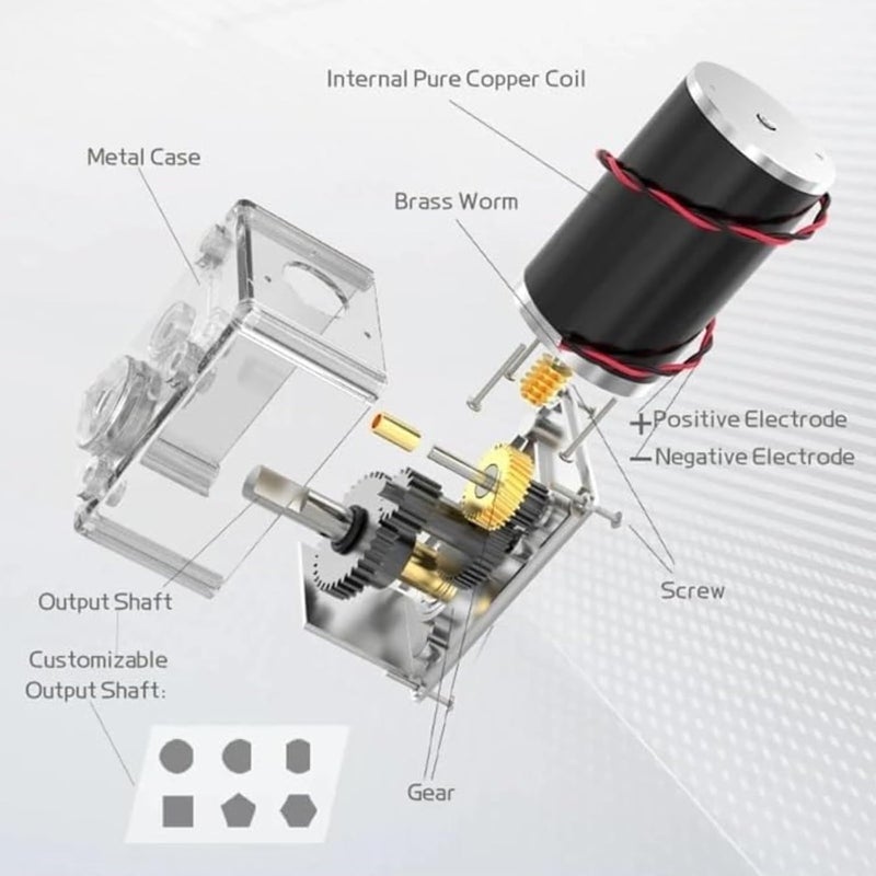 Funnytek Reversible Worm Gear Motor, Self-Locking High Torsion Speed Reduce Electric Gearbox Motor Mini Turbine Geared Motor for Robot Curtain Machine (12V 16RPM) - Image 2
